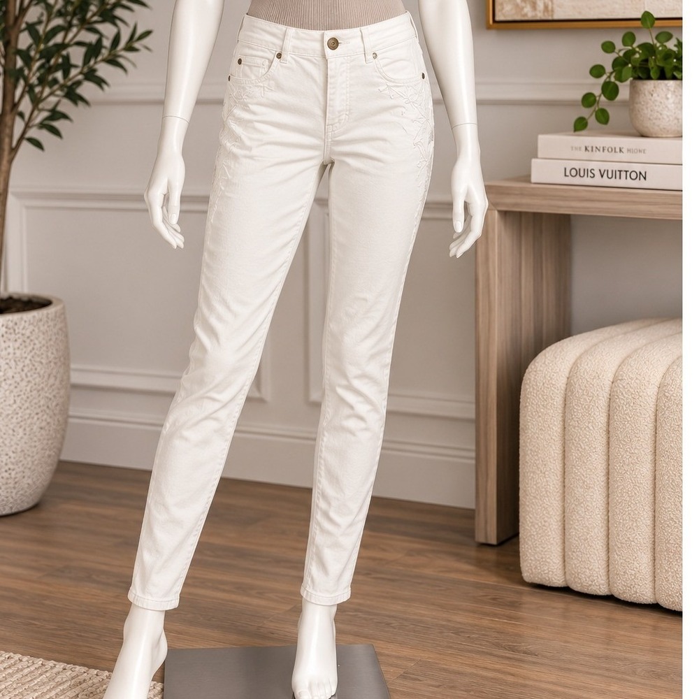 Gap Womens Jeans 1969 True Skinny White Zipper Pocket Denim Size 27 Regular